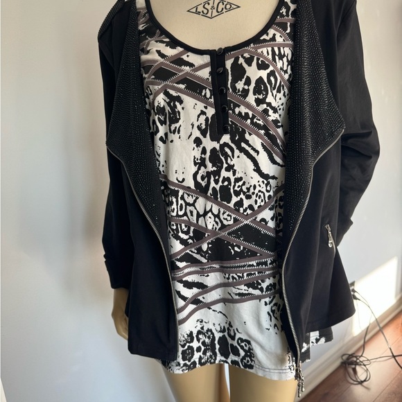 Cartise Elegant Black Women's Cardigan with Zipper Accents. Ptp 22” - Picture 2 of 8